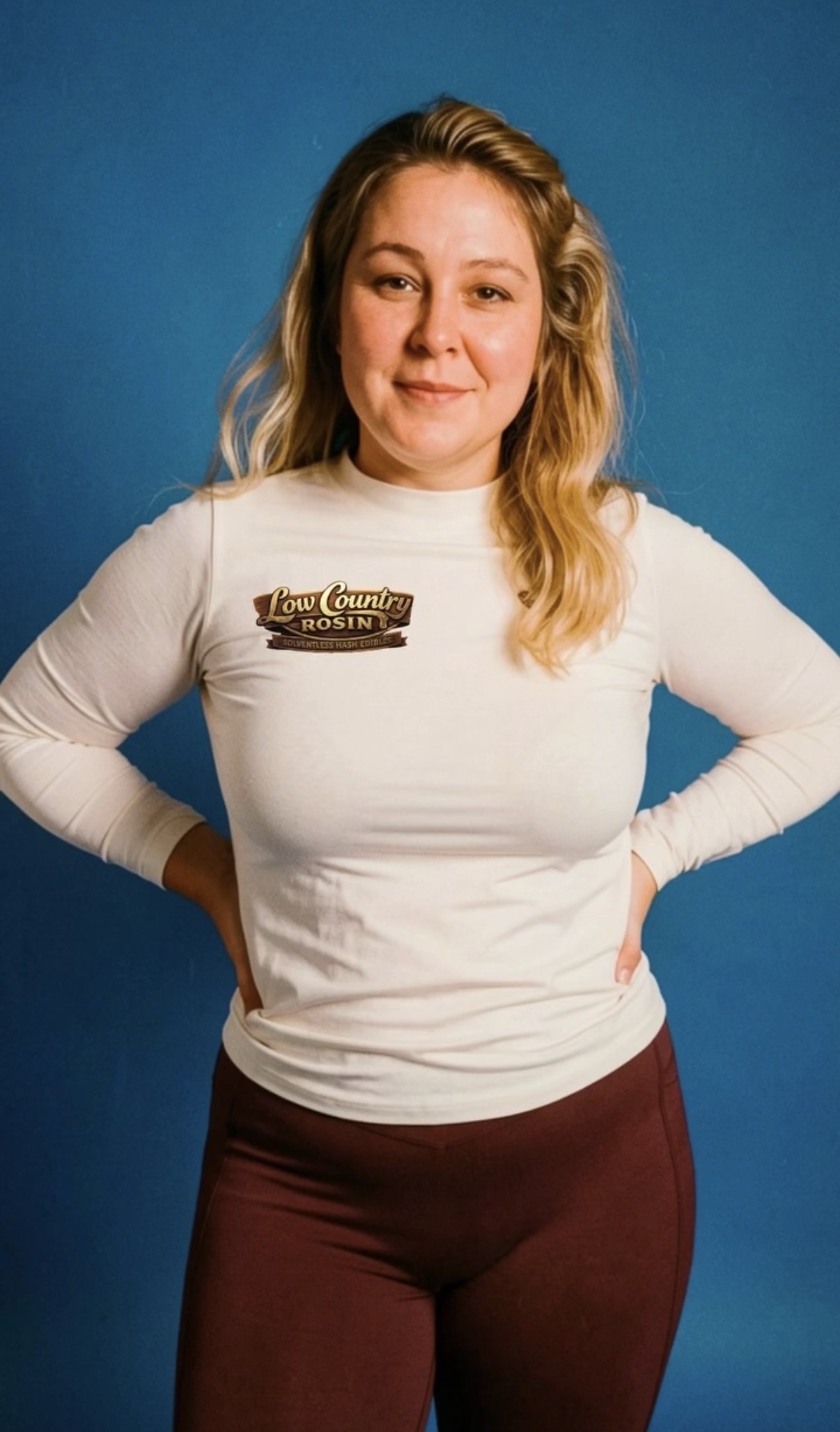 Christina Kay, founder of Low Country Rosin, wearing her company shirt